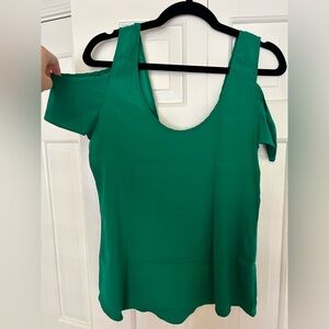 Women's Green Cold Shoulder Scoop Neck Top